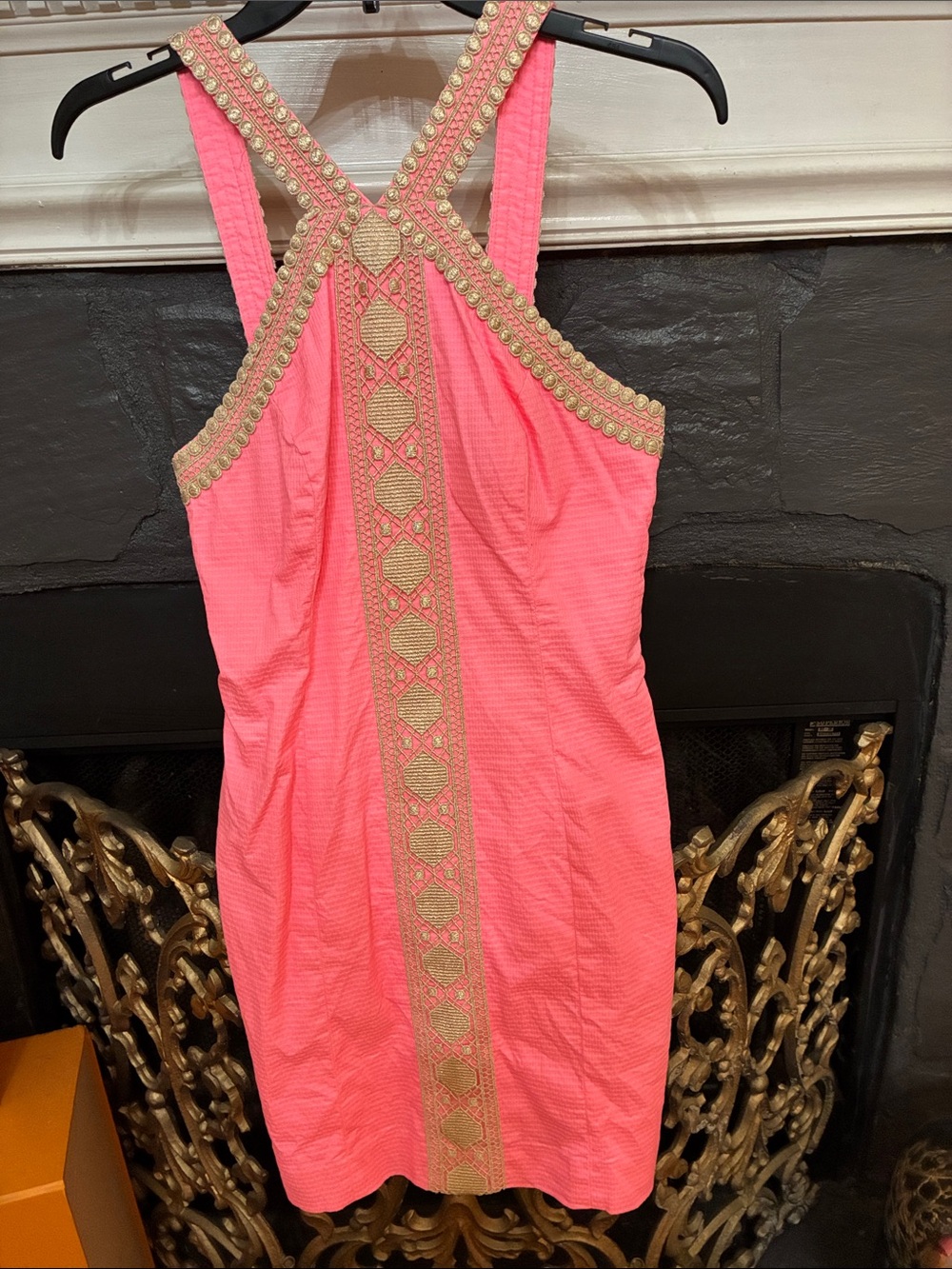 Lilly Pulitzer Coral Pink Embellished Midi Dress
